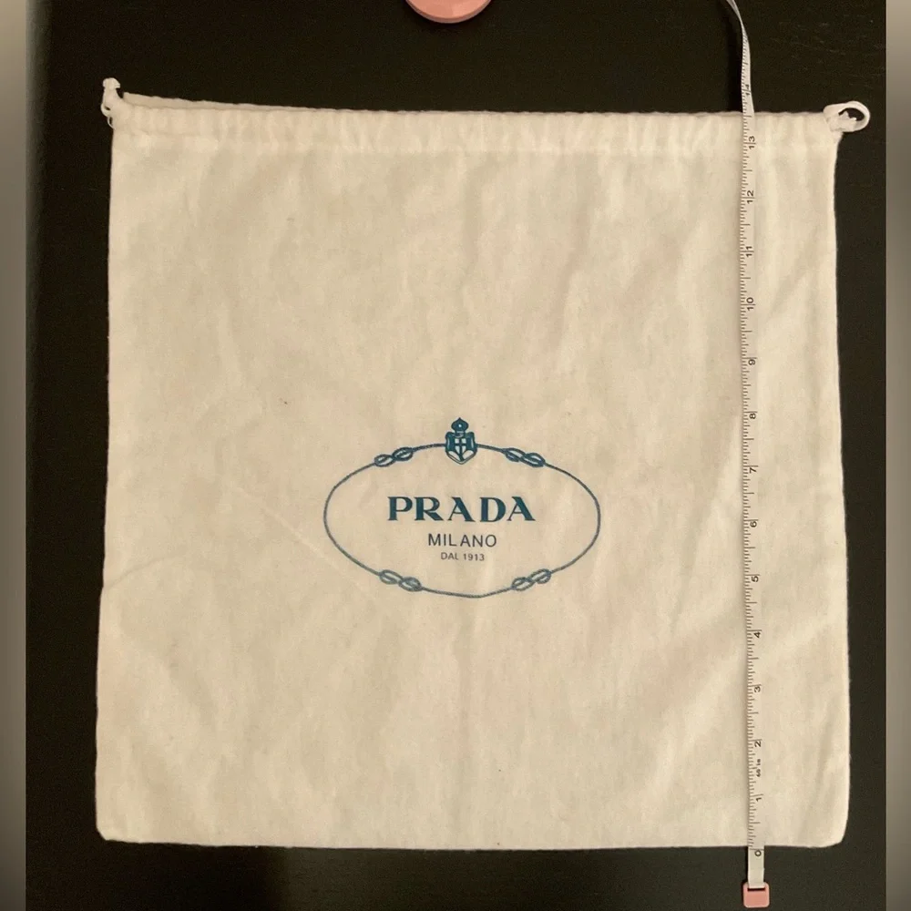 Prada White Drawstring Dust Bag with Blue Logo